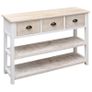 Sideboard Natural and White 115x30x76 cm Wood Image 3