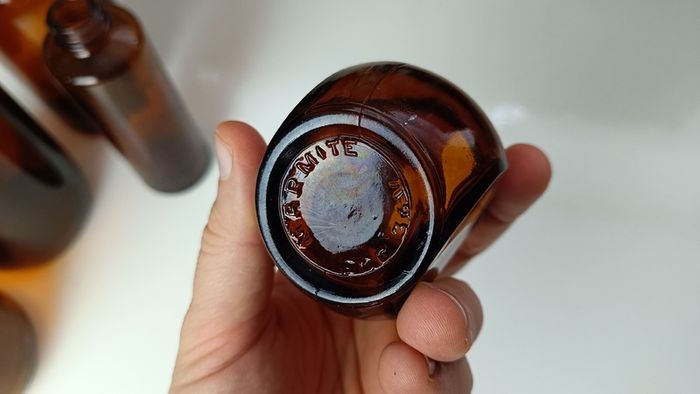436 - Set of 5 Vintage Amber Glass Collectible Decorative Bottles