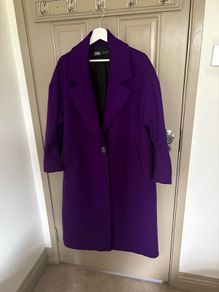 New Zara oversized wool mix coat in deep purple