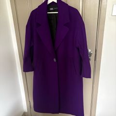 New Zara oversized wool mix coat in deep purple