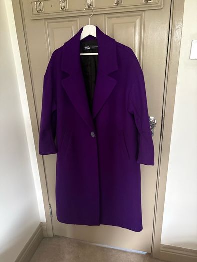 New Zara oversized wool mix coat in deep purple