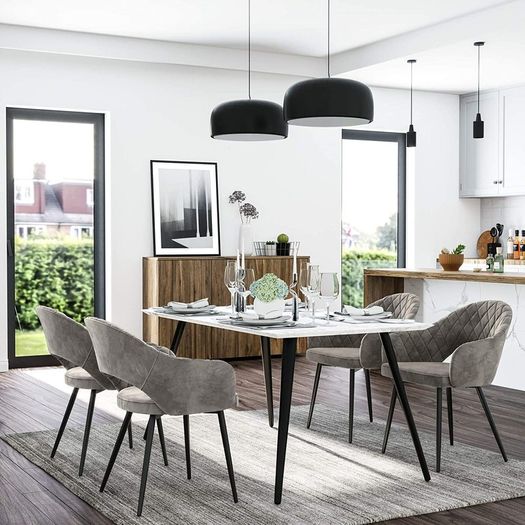 Set of 2 Velvet Dining Chairs Modern Kitchen Chairs - Free Delivery Nationwide