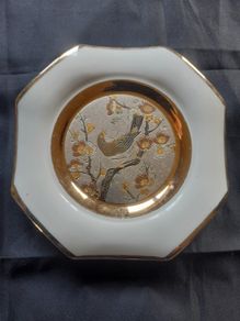 Old Chokin Japanese Plate 24 karat gold gilded trim Made in Japan Postage Available