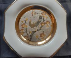 Old Chokin Japanese Plate 24 karat gold gilded trim Made in Japan Postage Available