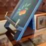 Rustic Teal Blue Wooden Cookbook Stand Folding Recipe Book Holder Tablet iPad Easel Image 4