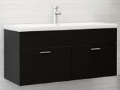 Sink Cabinet with Built-in Basin Black Chipboard