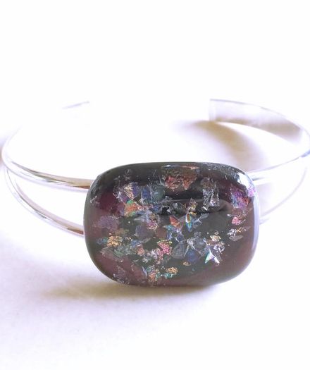 Handmade Glass Fused Dichroic Bangle - FREE DELIVERY