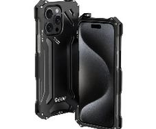 For Apple iPhone 15 Pro Max R-JUST Shockproof Armor Metal Protective Case Black