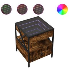 Bedside Table with Infinity LED Smoked Oak