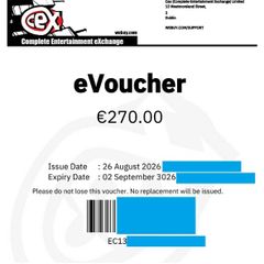 CeX Voucher - Face Value 270 Euro
