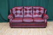 Deep-Red Leather Three Seater