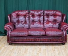 Deep-Red Leather Three Seater