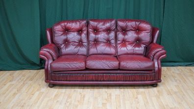 Deep-Red Leather Three Seater