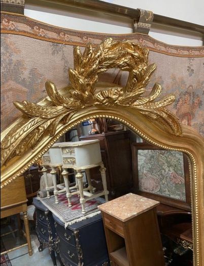 Ornate French-Style Large Gilt Wood Mirror