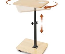 Adjustable C-Shaped Side Table with Wheels
