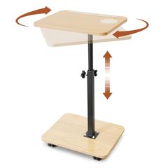 Adjustable C-Shaped Side Table with Wheels