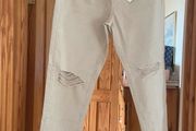Fab Stradivarius (Zara Group) Beige Distressed Mom Jeans  New with tags