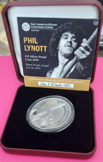 Ireland 15 Euro Silver Proof Coin. 2019. Phil Lynott Uncirculated