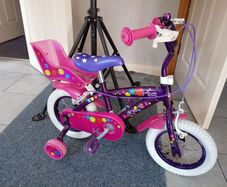 Girls 12.5" Wheel Bicycle. (Like new) with balance bike included