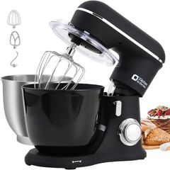 Stand Mixer, 4.5L+5L Two Bowls Food Mixer for Baking, 10 Speeds Electric Kitchen Appliance with Dough Hook, Whisk, Beater, 1300W Matte for Home Baking (Black)