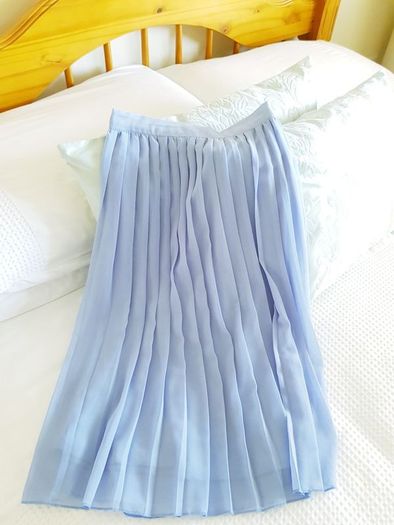 Baby Blue Midi Pleated Skirt - Size 6