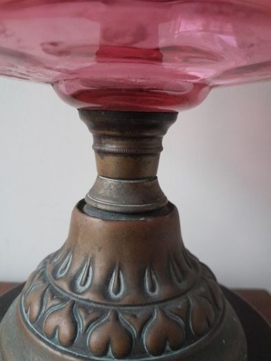 Antique Cranberry Oil Lamp Base Spare