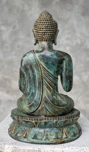 Abhaya Mudra Gesture Of Reassurance (27cm) - Patinated Bronze