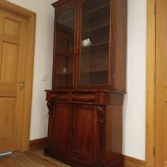 Two-door antique Victorian mahogany bookcase