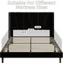 Double Bed Frame with Headboard, Velvet Geometric Tufted Upholstered Platform Bed Frames, Contemporary Mattress Foundation, No Box Spring Needed, Noise Free, Easy Assembly, Black Image 2