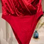 satin bodysuit burgundy shein brand new Image 5