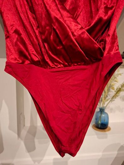 satin bodysuit burgundy shein brand new