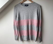 Banana Republic Filpucci Italian Yarn Striped Sweater Grey Pink S