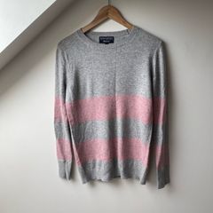 Banana Republic Filpucci Italian Yarn Striped Sweater Grey Pink S