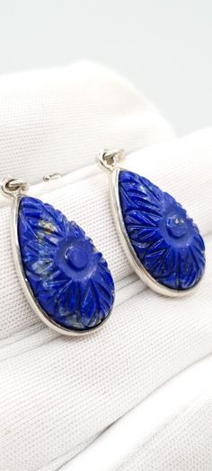 Silver And Lapis Earrings Like New With COA
