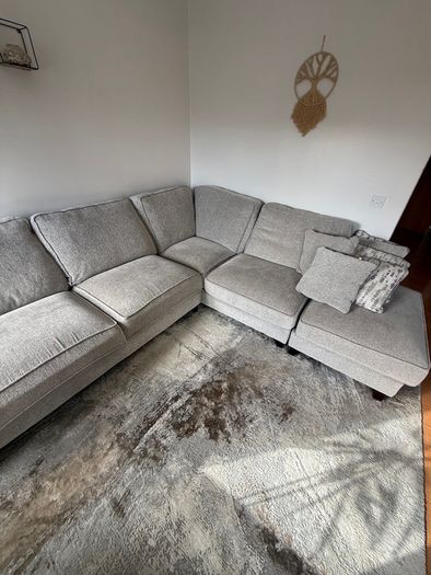 Large Corner Sofa with Footstool