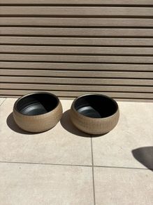 2x garden plant pots planters new gold pewter