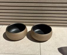 2x garden plant pots planters new gold pewter