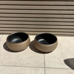 2x garden plant pots planters new gold pewter