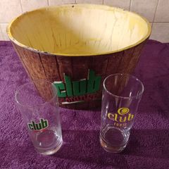 Vintage Club Orange Ice Bucket / Glasses  X 2
