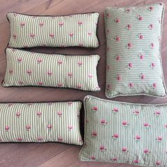Colefax and Fowler Fabric Green Striped Cushions
