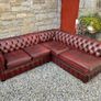 Vintage Oxblood Leather Chesterfield Corner Sofa. Image 2