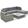 6 Piece Garden Lounge Set with Cushions Poly Rattan Grey Image 3