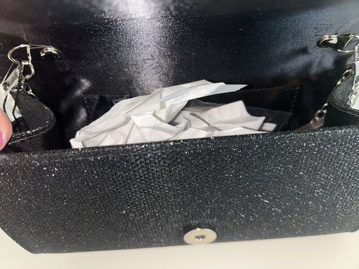 Brand-new Black Sequins Envelope Clutch Bag with Detachable Chain Strap