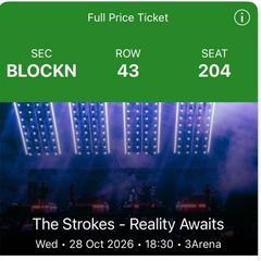 The Strokes ticket for 3 Arena Oct 28th