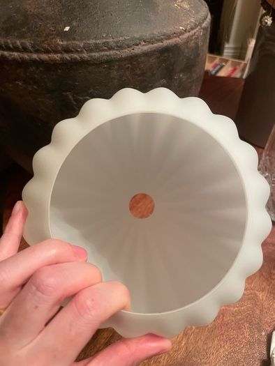 Two brand-new matching shades,  glass shade in opaline glass