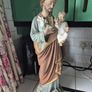 Large Religious 63.5cm high Vintage polychrome large Saint Joseph and the infant Jesus statue Image 7