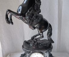 Antique French ornate Horse statue clock quartz movement