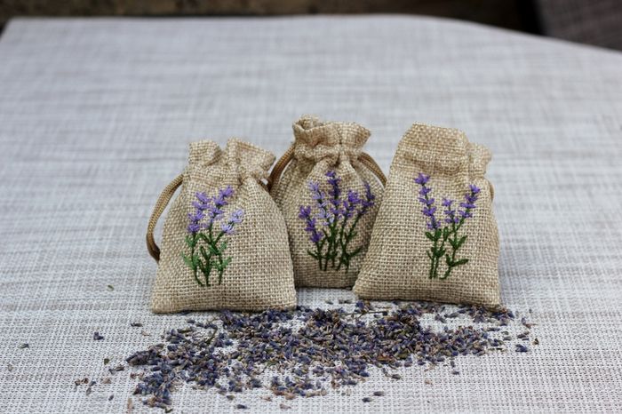 Hand Embroidered Lavender Sachets - Set of 3