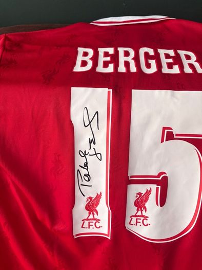 Patrik Berger signed Liverpool jersey