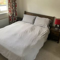 King size wooden bed with mattress and lockers